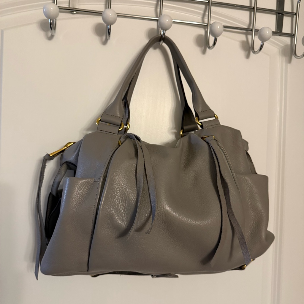 Aimee Kestenberg Gray Taupe Leather Handbag Excellent Condition Gold Hardware